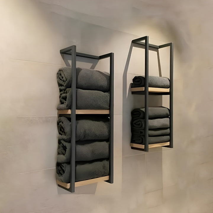 Industrial Towel Rail with Shelves – Elegant and Functional Wall-Mounted Furniture