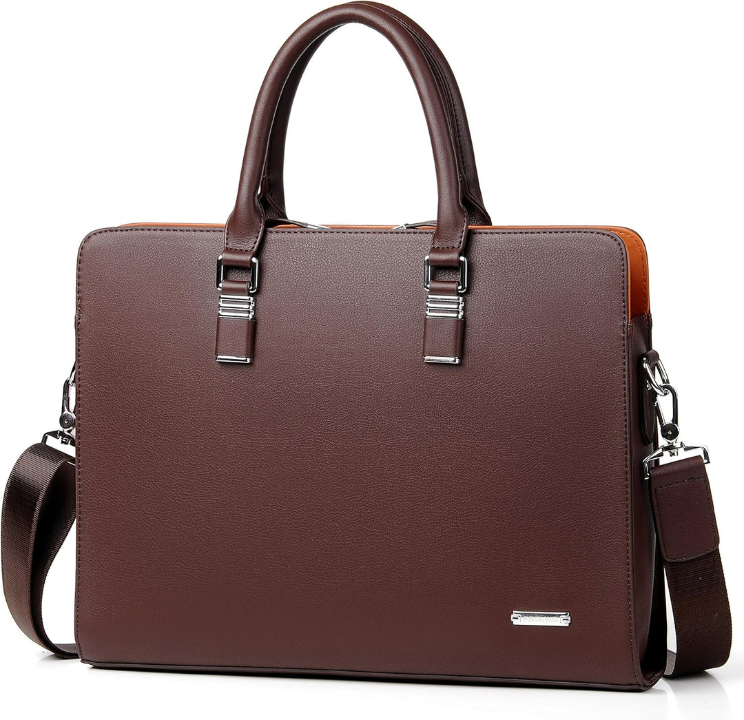Genuine leather multi-compartment business laptop bag for professionals