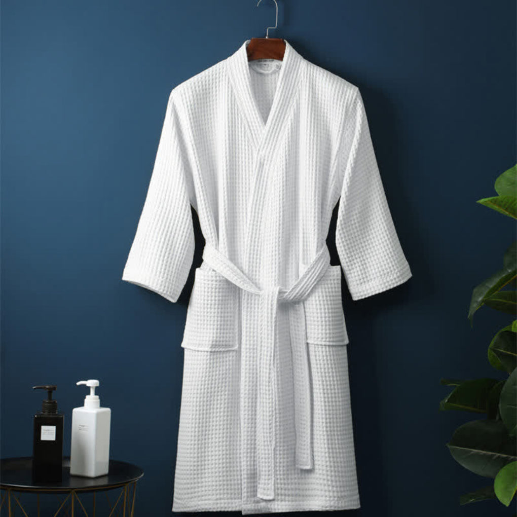 Lightweight Waffle Cotton Terry Couple Bathrobe