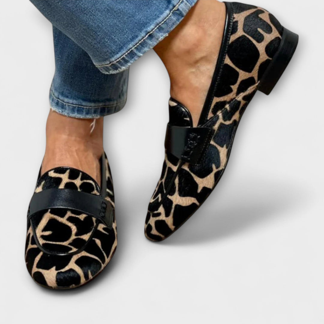 Leopard-Print Loafers with Contrast Trim | Structured Slip-On Shoe