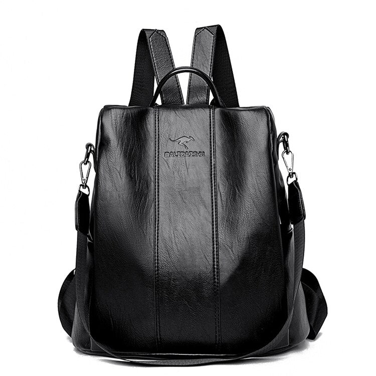 Vintage Genuine Leather Anti-Theft Backpack for Women