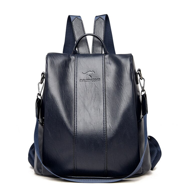 Vintage Genuine Leather Anti-Theft Backpack for Women