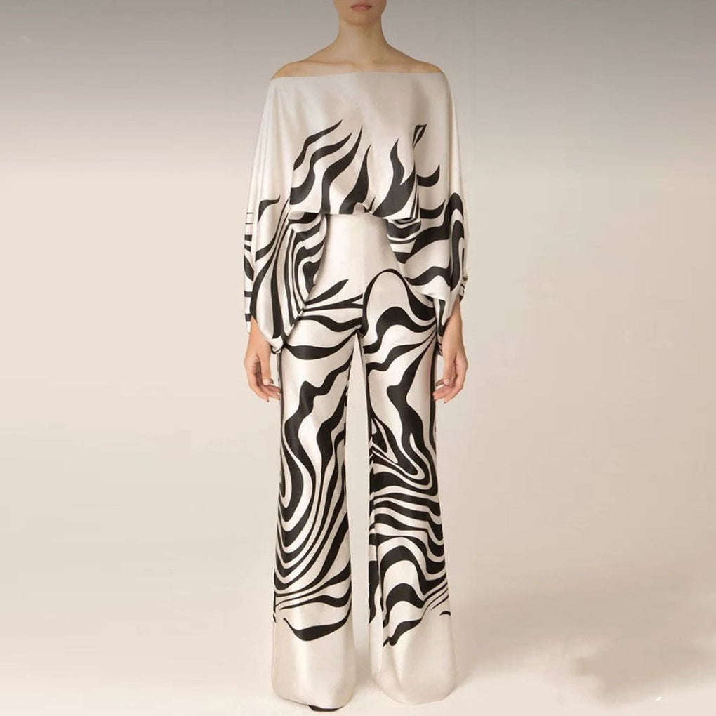 Off-Shoulder Style Women's Satin 2 Piece Set