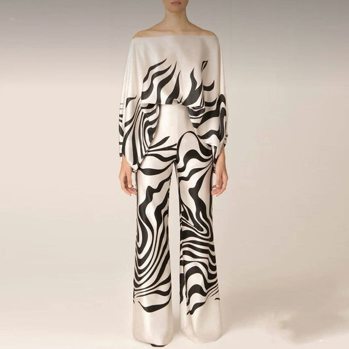 Off-Shoulder Style Women's Satin 2 Piece Set