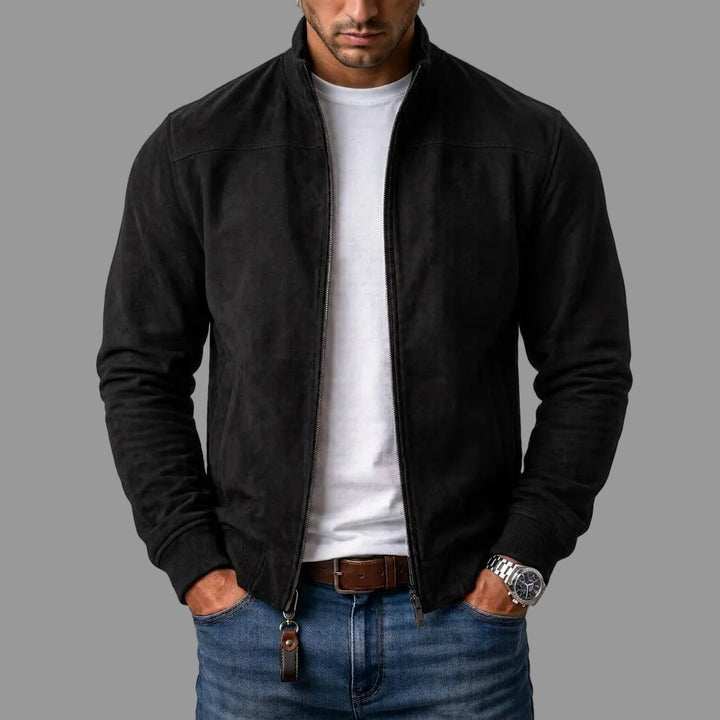 Men's suede bomber jacket