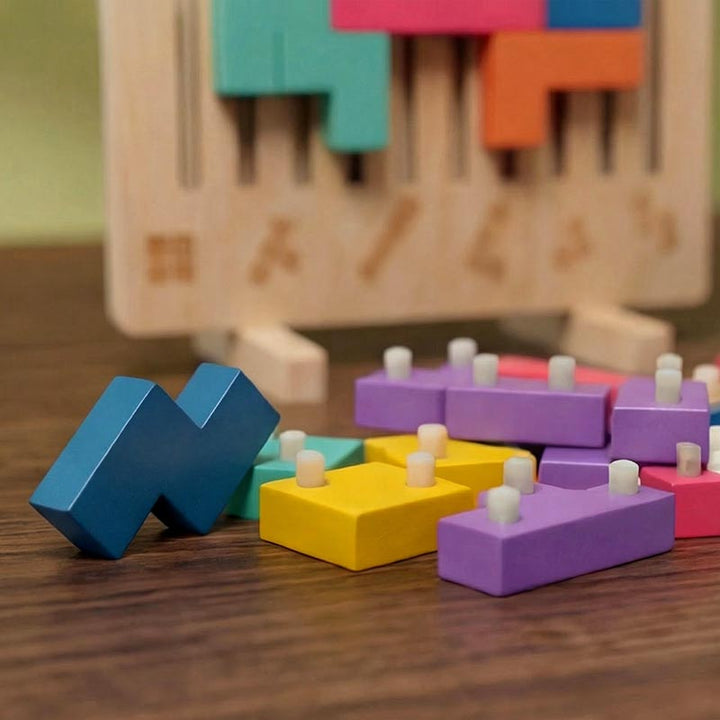 Wooden Tetris Puzzle Game - A Brain Teaser That Grows with Your Child