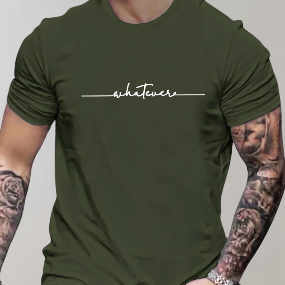 Casual Men’s T-Shirt with Crew Neck and Minimalist Print
