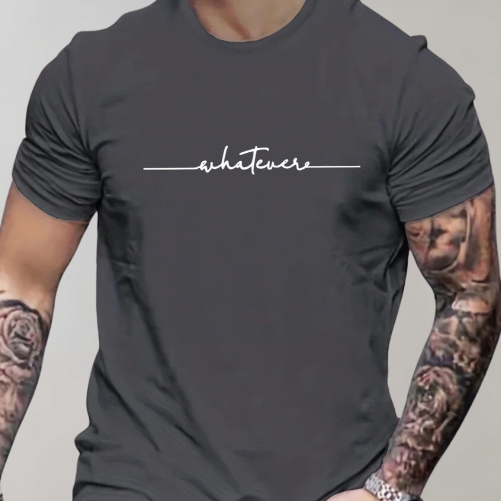 Casual Men’s T-Shirt with Crew Neck and Minimalist Print