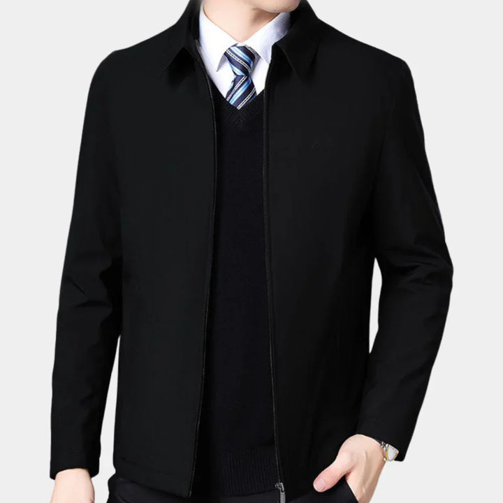 Men's Fall Jacket with Zipper and Classic Collar