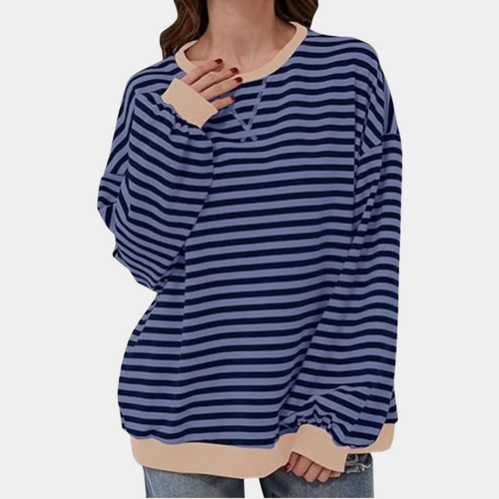 Oversized Striped Long Sleeve T-Shirt for Women