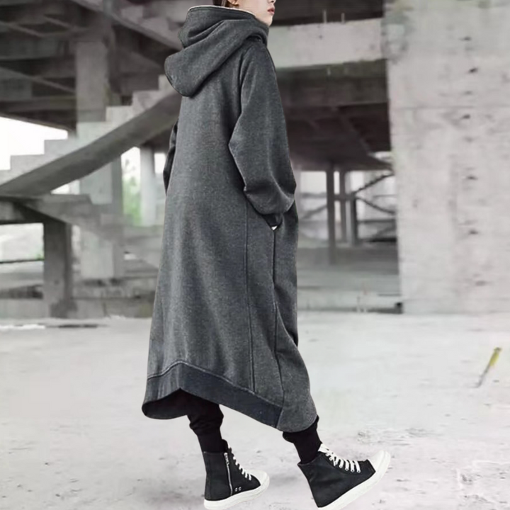 Oversized Women's Coat with Hood and Zipper – Cozy Elegance for Every Season
