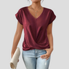 Women’s V-Neck Blouse with Draped Hem