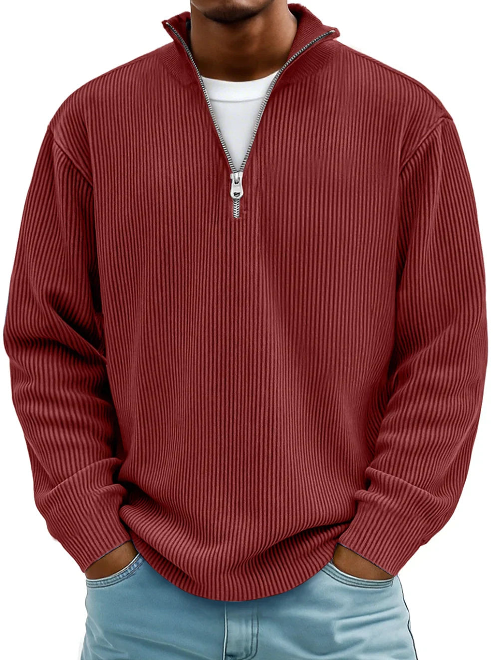 Relaxed-Fit Half-Zip Sweater in Hard-Wearing Knit