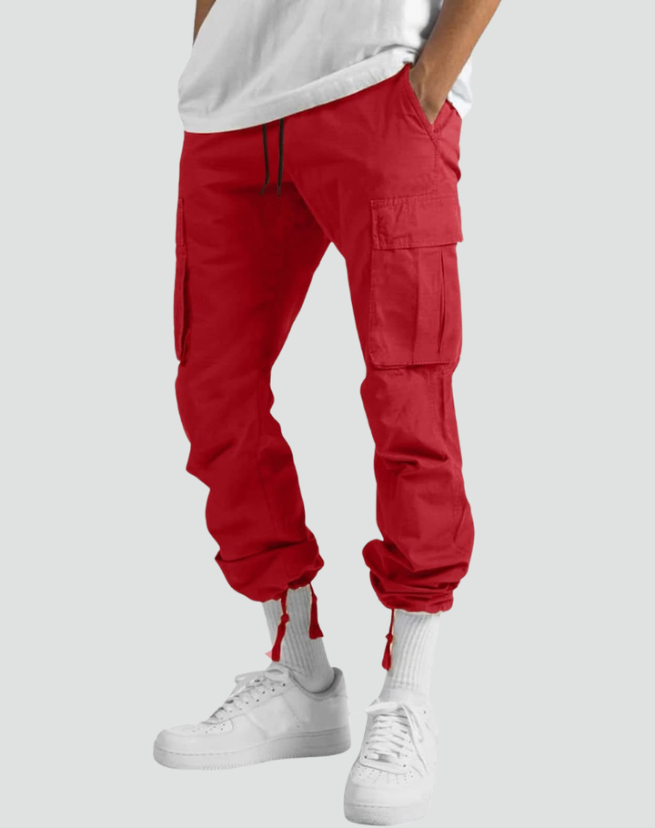 Men's Multi-Pocket Pants with Adjustable Waist