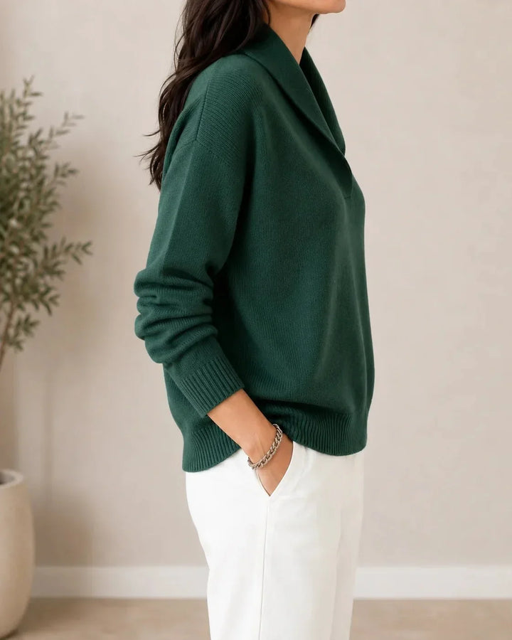 Soft V-neck Jumper with Shawl Collar