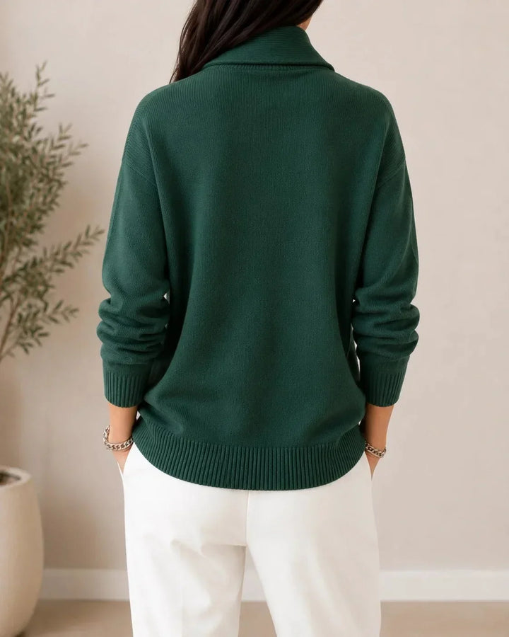 Soft V-neck Jumper with Shawl Collar