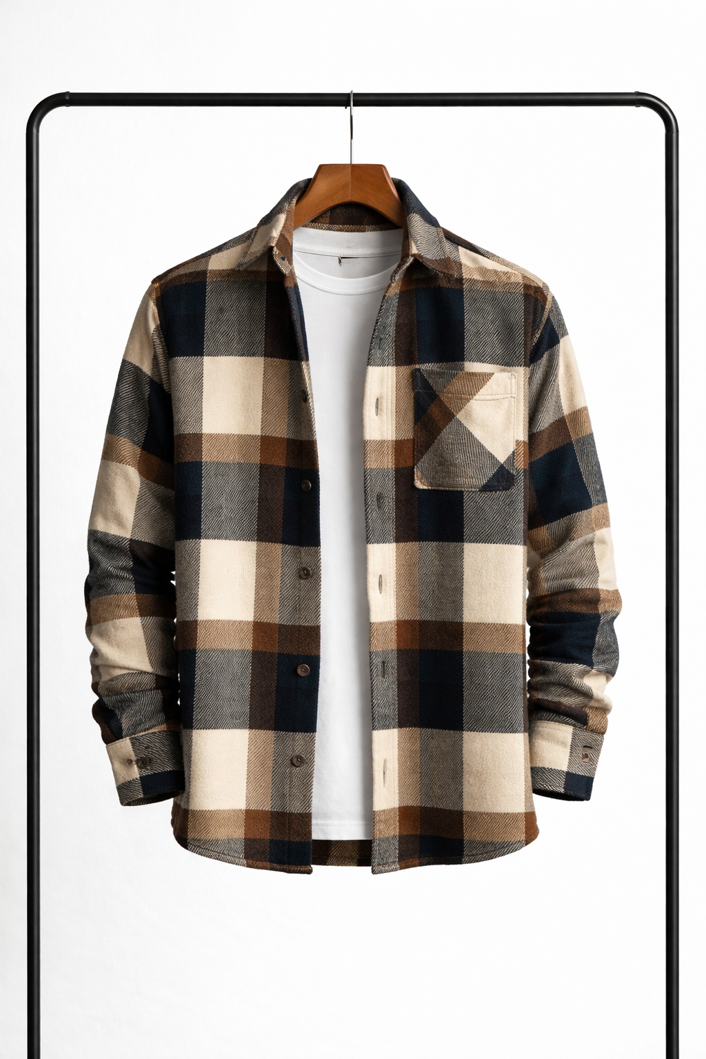 Classic Men's Checked Overshirt – Warm, Comfortable Mid-Layer Shirt Jacket