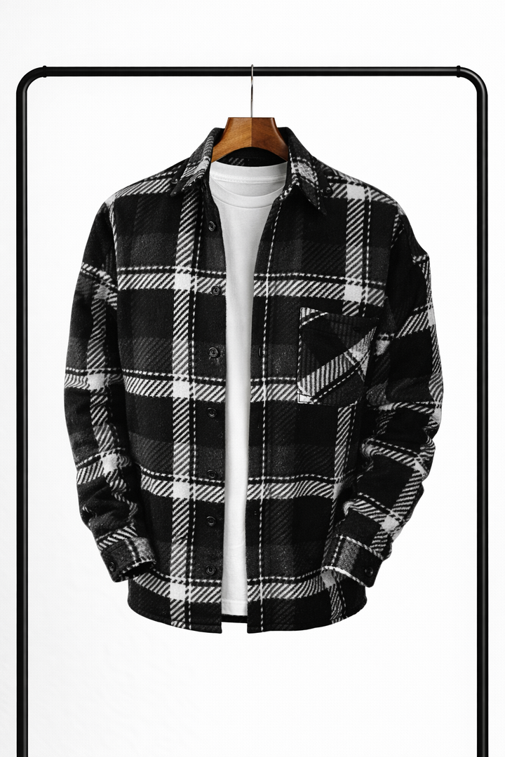 Classic Men's Checked Overshirt – Warm, Comfortable Mid-Layer Shirt Jacket
