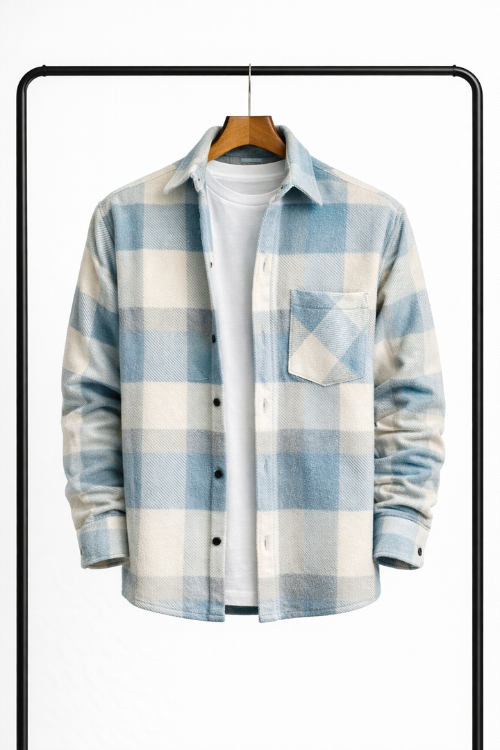 Classic Men's Checked Overshirt – Warm, Comfortable Mid-Layer Shirt Jacket