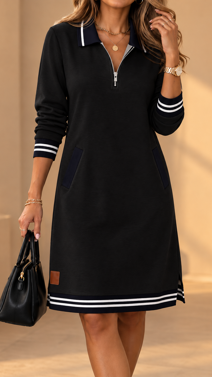 Elegant Polo Dress with Collar and Long Sleeves