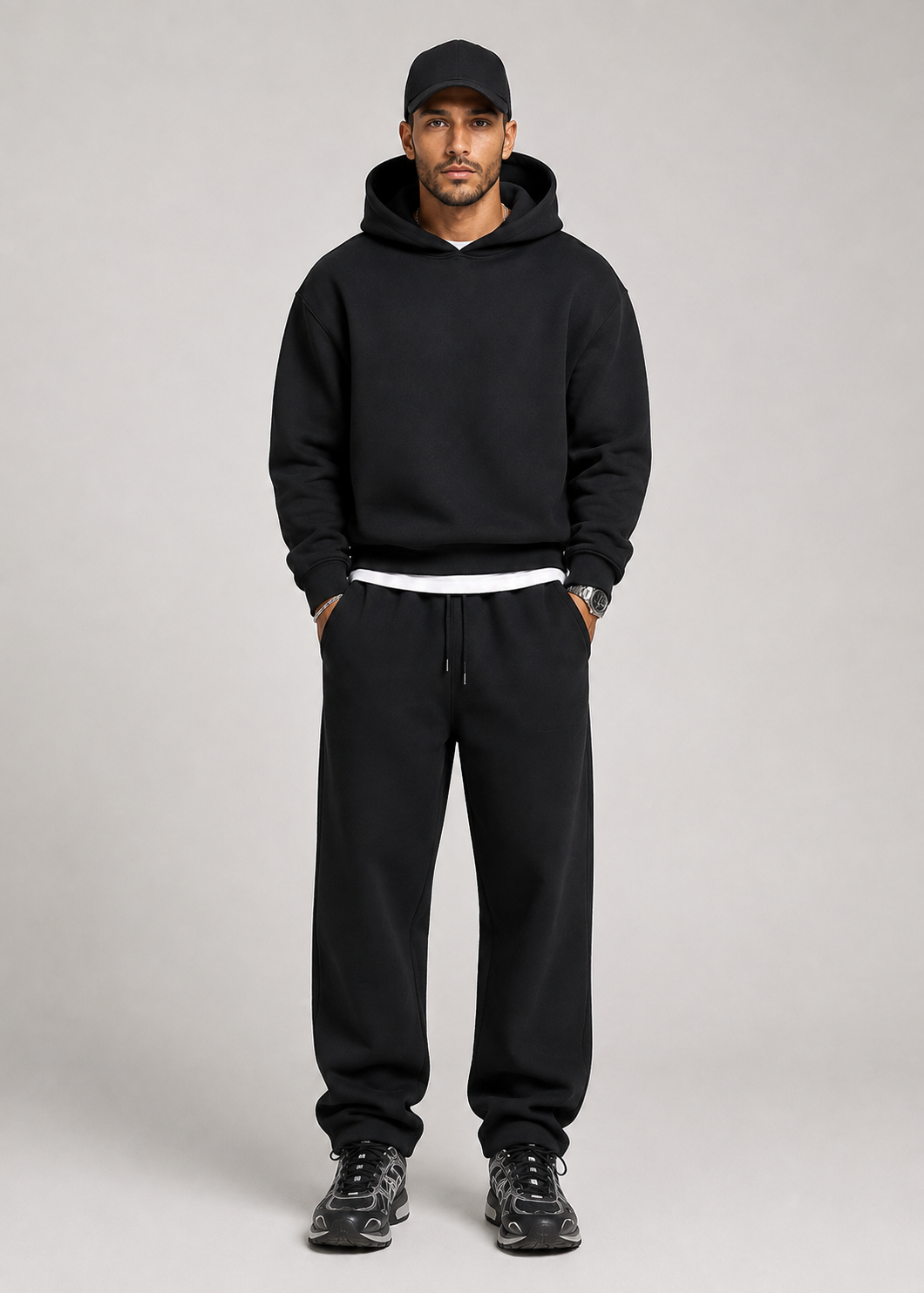 Men's Hoodie & Jogger Set - Soft Cotton Blend, Relaxed Fit