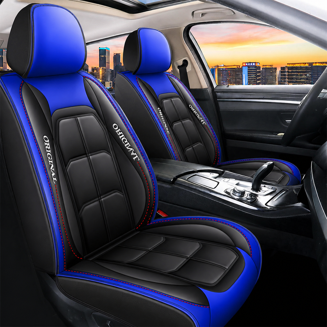 Front car seat covers, 2-piece PU leather set with universal fit