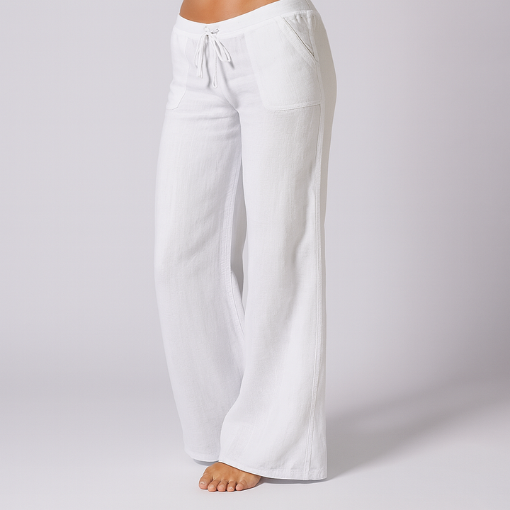 Linen Blend Loose Fit Casual Trousers