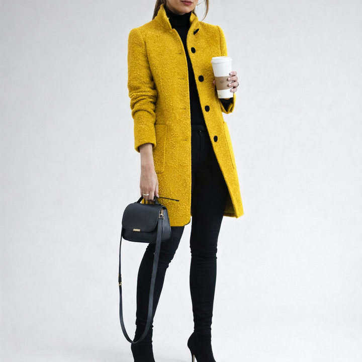 Women’s Stand-Collar Winter Coat  – Elegant Over-Layer with Classic Warmth