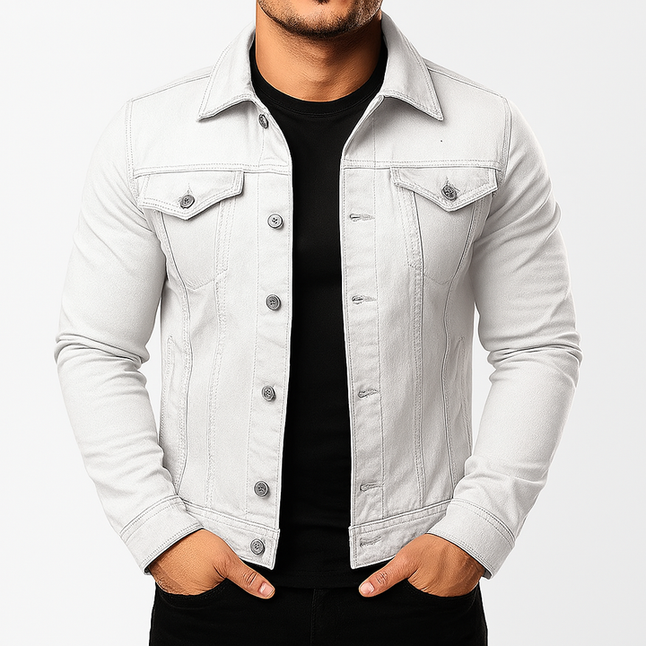 Men’s Casual Solid Denim Jacket