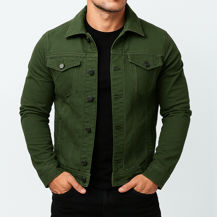 Men’s Casual Solid Denim Jacket
