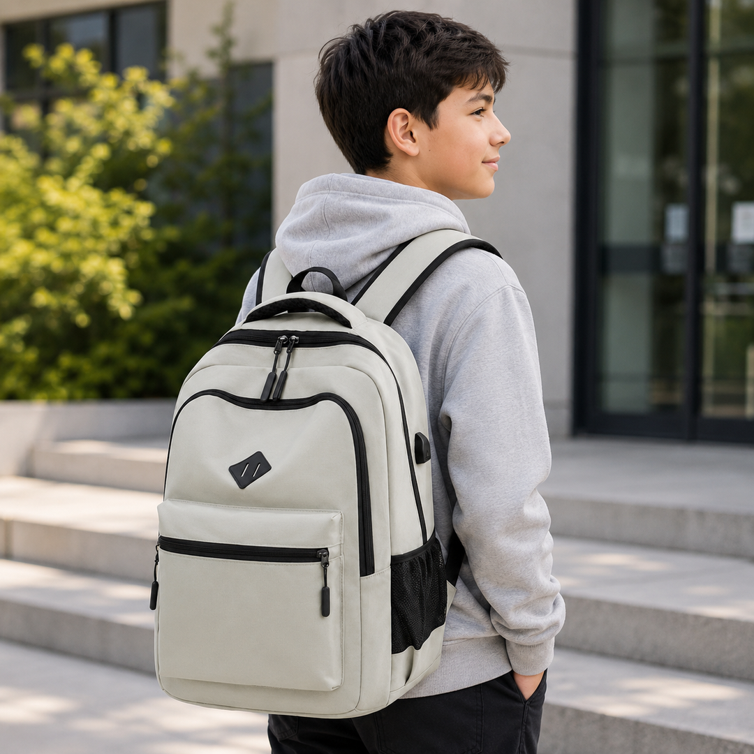 Urban School Backpack - Water-Repellent with Bottle Pocket
