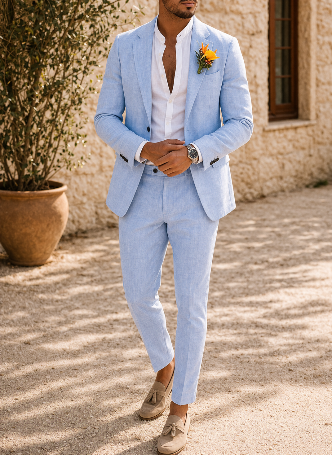 Tailored men's linen suit – elegant two-piece for special occasions