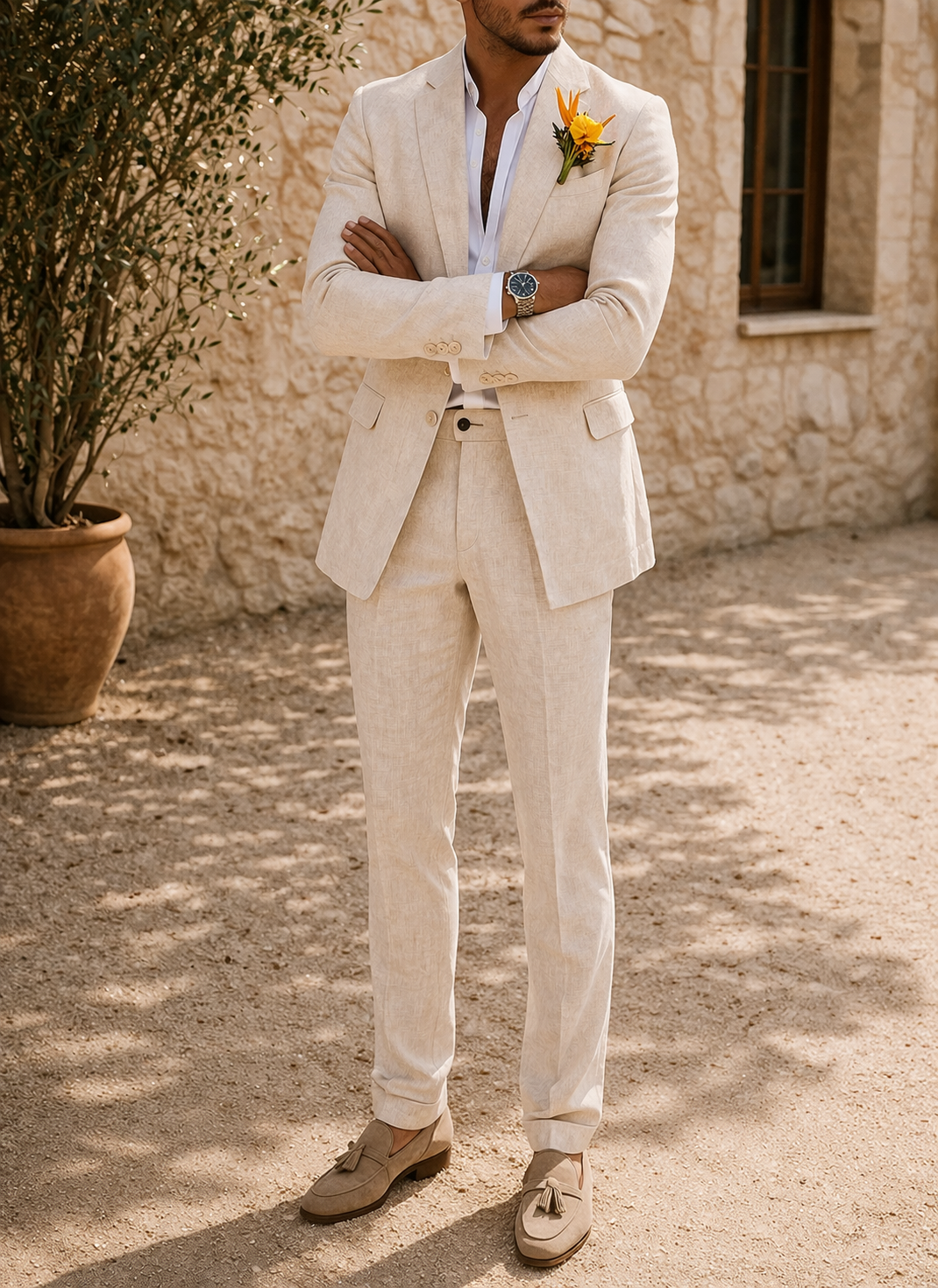 Tailored men's linen suit – elegant two-piece for special occasions