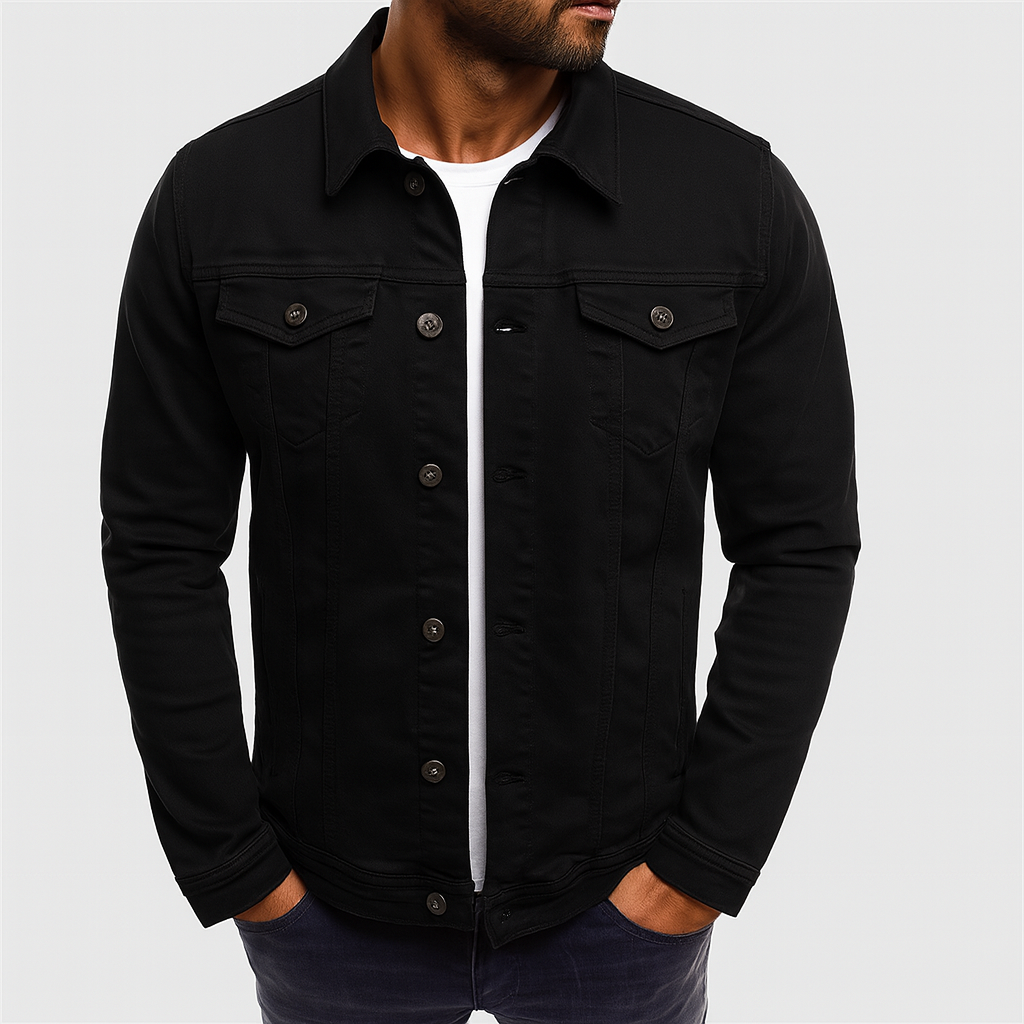 Men’s Casual Solid Denim Jacket