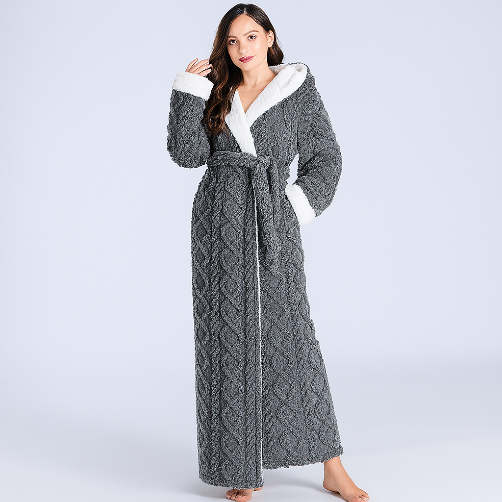 Ultimate Women’s Thick Hooded Flannel Bathrobe