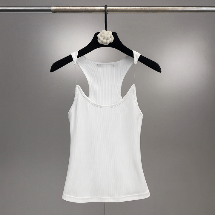 Women Invisible Strap Ribbed Tank Top