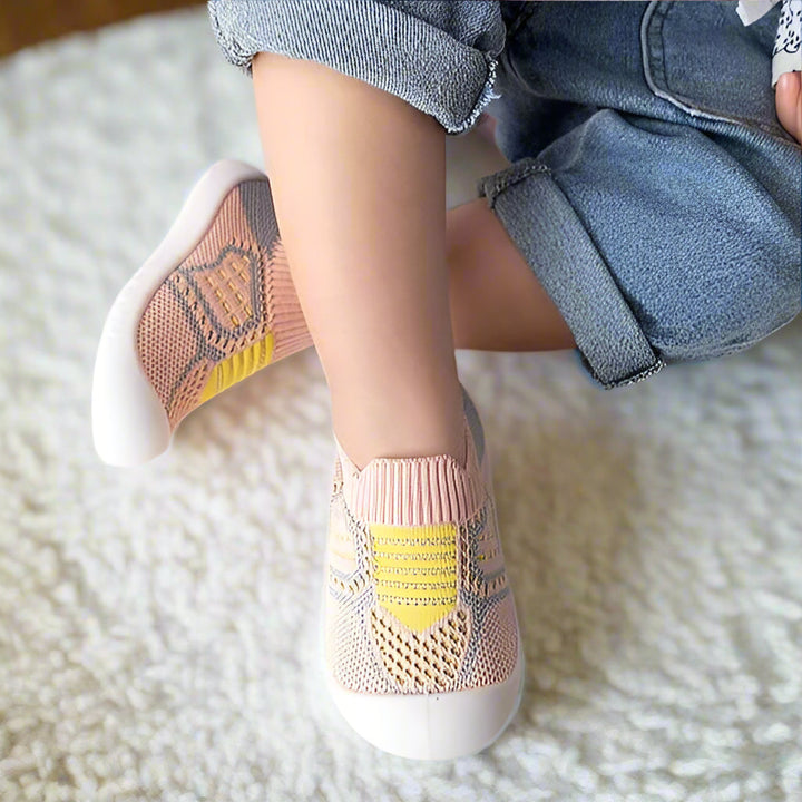 Baby Shoes with Snug Elastic Fit, Non-Slip Soles, Breathable Mesh, Ages 0-4