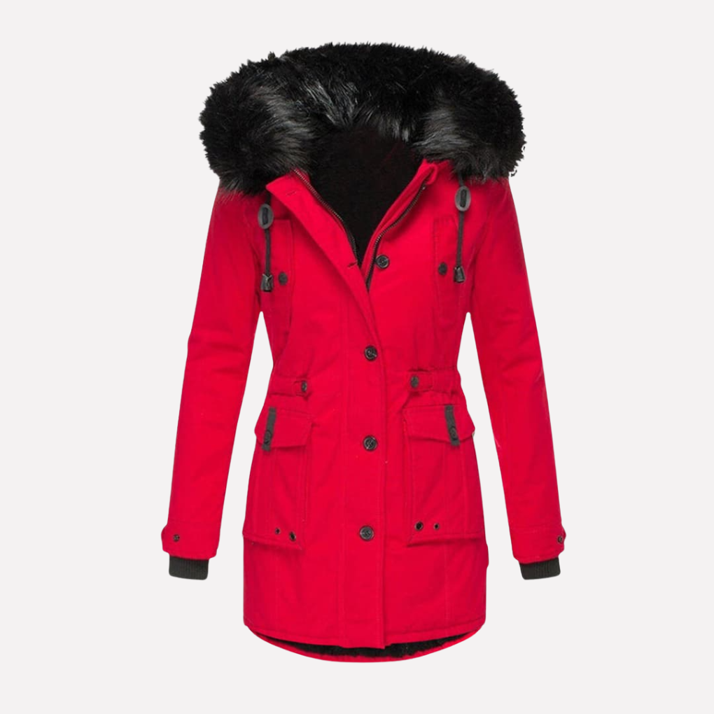 Women’s Parka Jacket with Hood and Flap Pockets