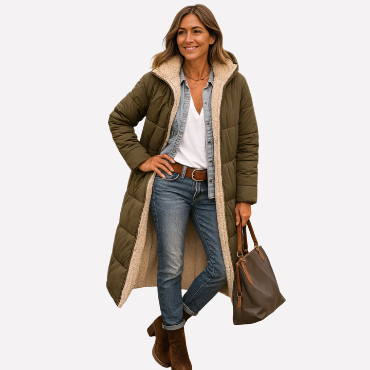 Women’s Quilted Coat with Hood and Lined Interior