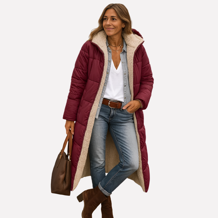 Women’s Quilted Coat with Hood and Lined Interior