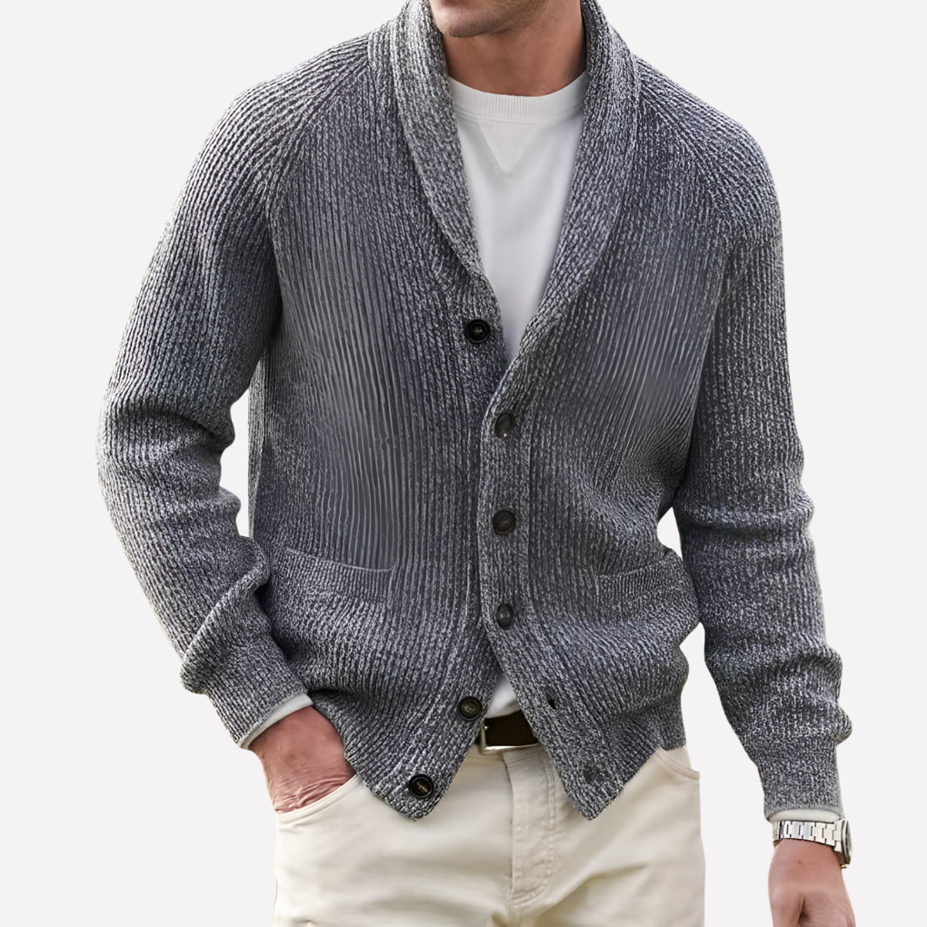 Men’s Cardigan with Shawl Collar and Button Front