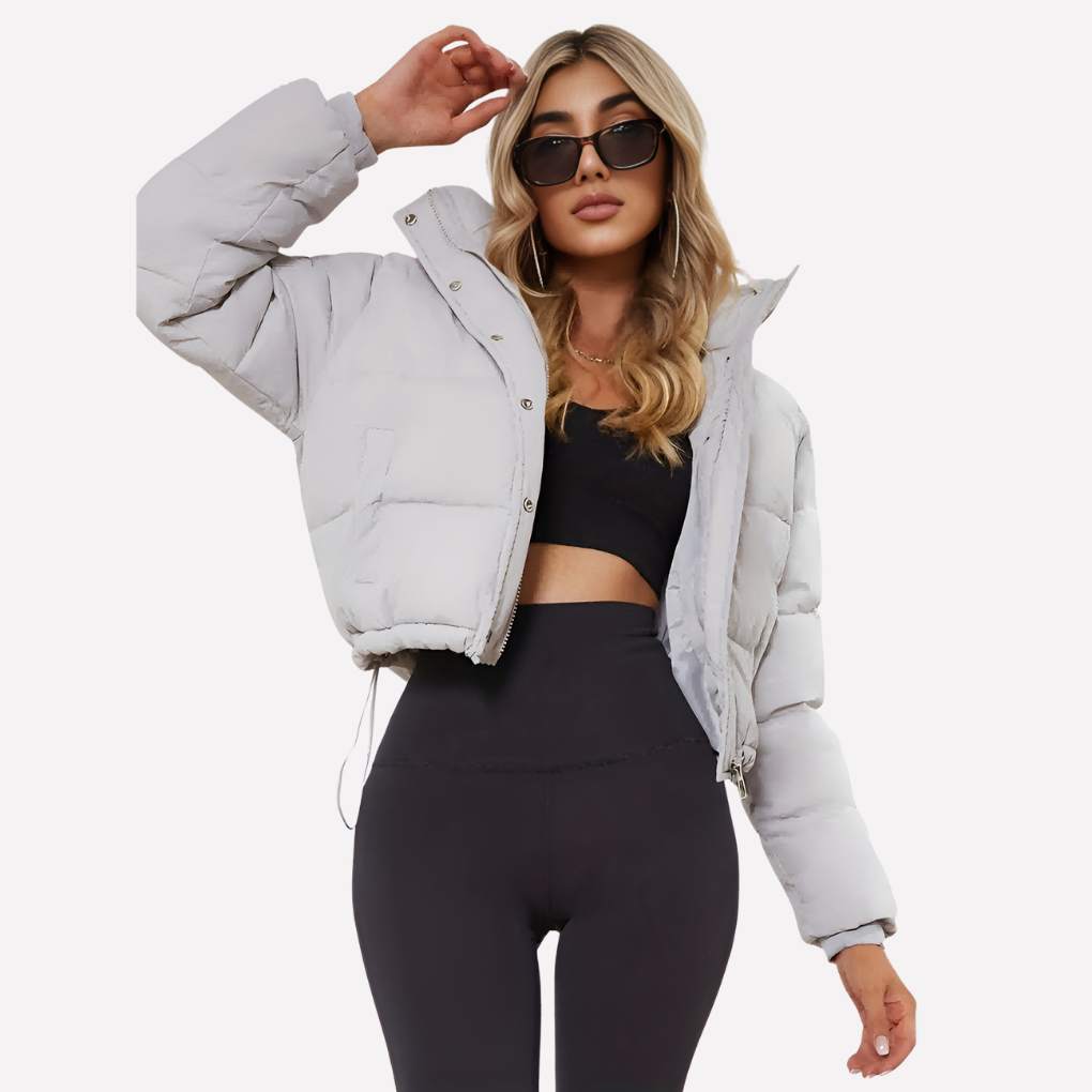 Women’s Short Jacket with Hood and Front Zippe