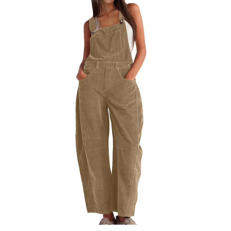 Women's Wide-Leg Corduroy Overalls – Casual Utility Jumpsuit