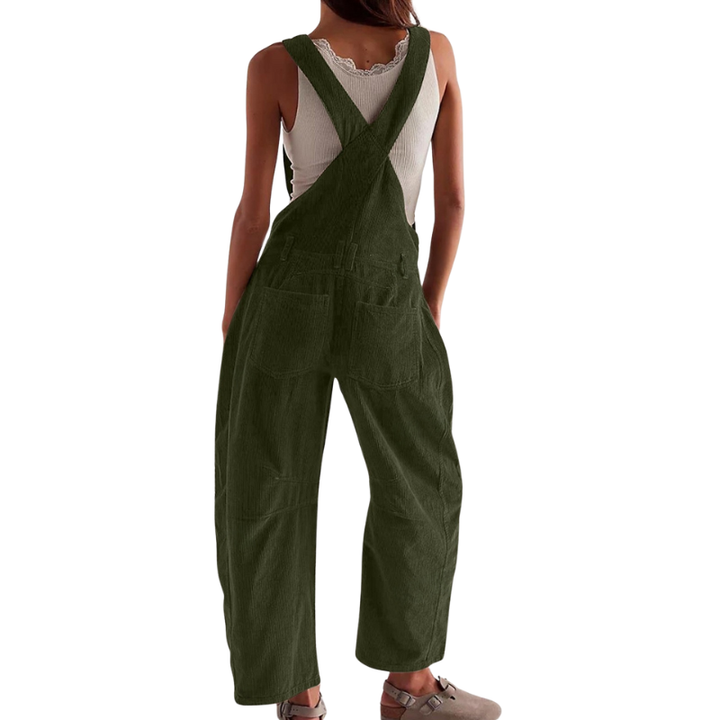 Women's Wide-Leg Corduroy Overalls – Casual Utility Jumpsuit