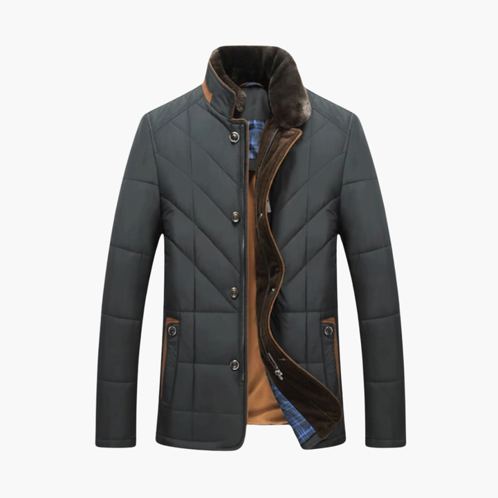 Men’s Quilted Jacket with Button Closure – Stand‑Collar Outer Layer