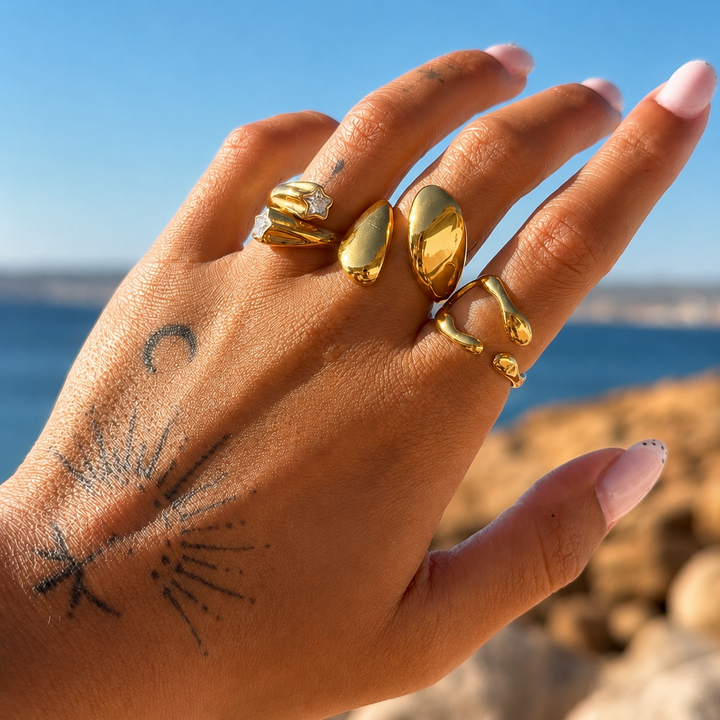 Drift – Adjustable Open Ring – Organic Wave Design