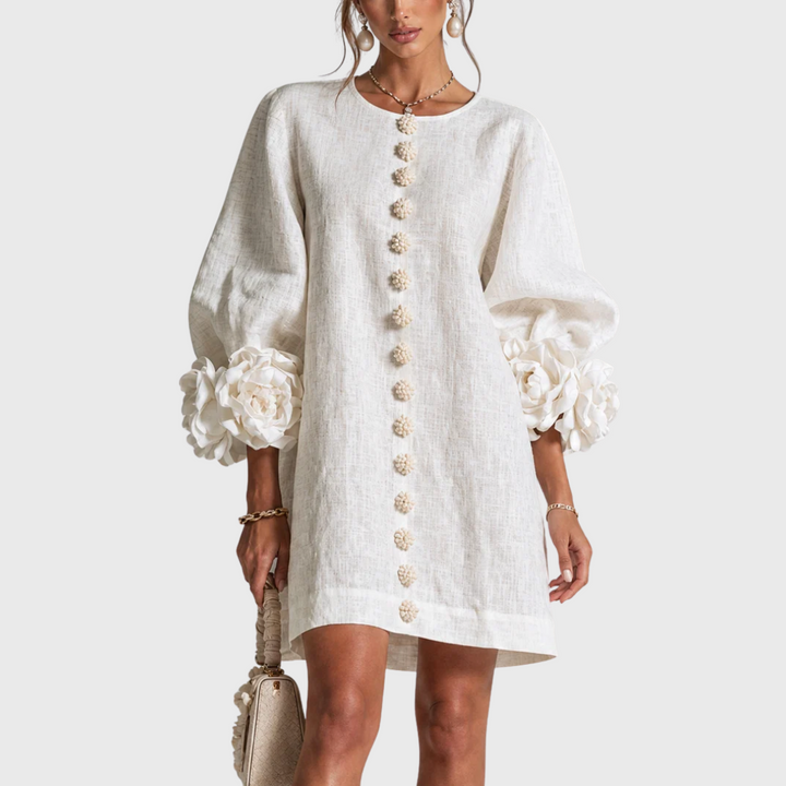 Elegant mini dress with puff sleeves