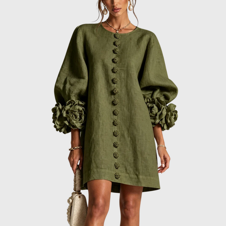 Elegant mini dress with puff sleeves