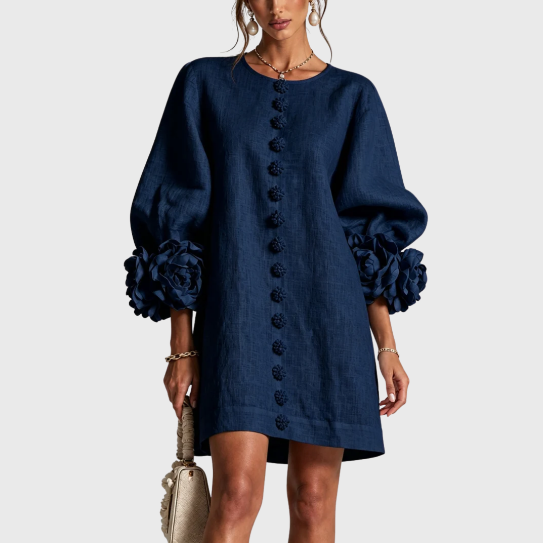 Elegant mini dress with puff sleeves