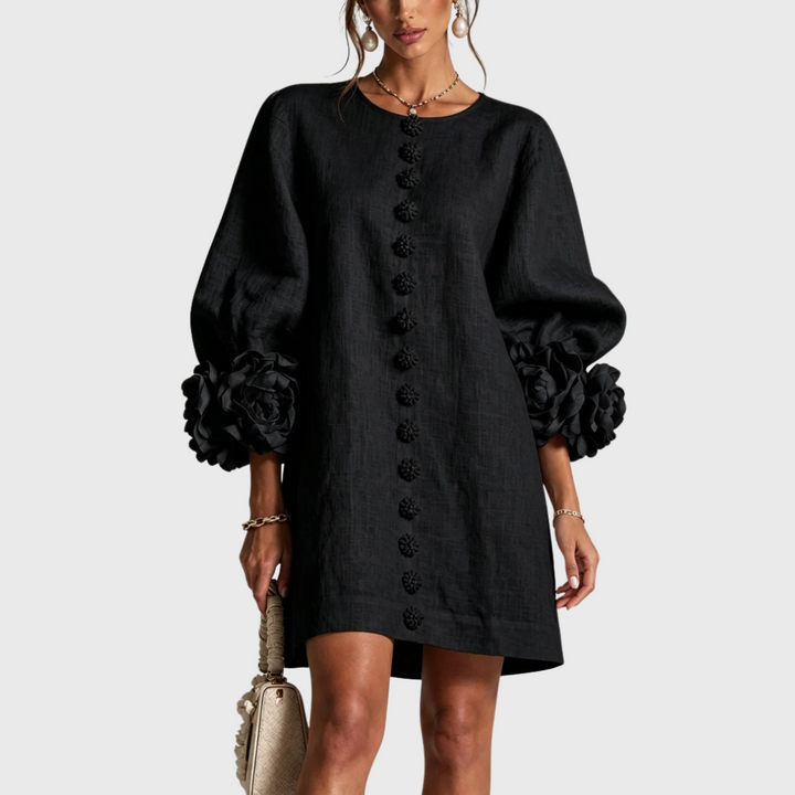 Elegant mini dress with puff sleeves